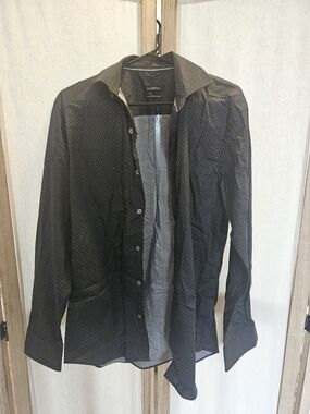 Bugatchi Black Micro-Pattern Lightweight Shirt Jacket